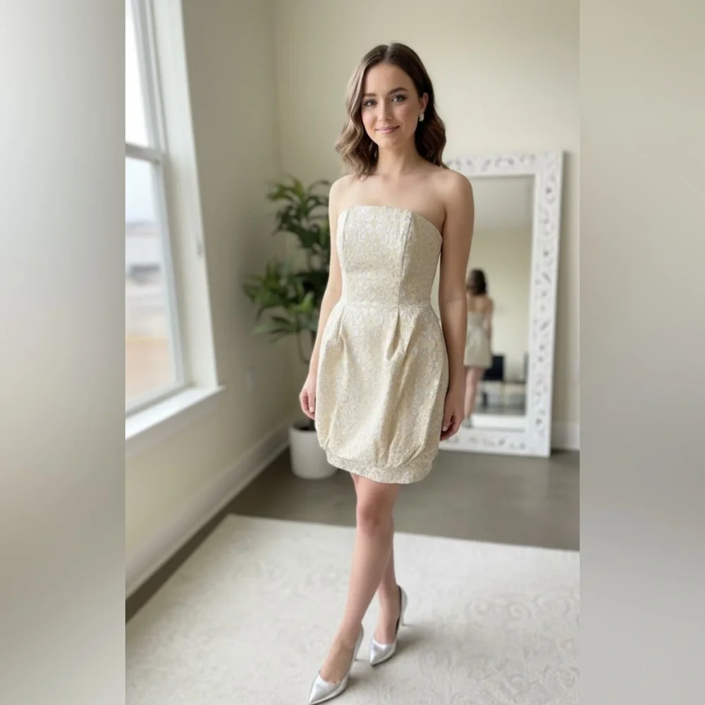 Jessica McClintock | Dresses | Jessica Mcclintock Vintage Ivory Silver Bubble Homecoming Dress Size 4